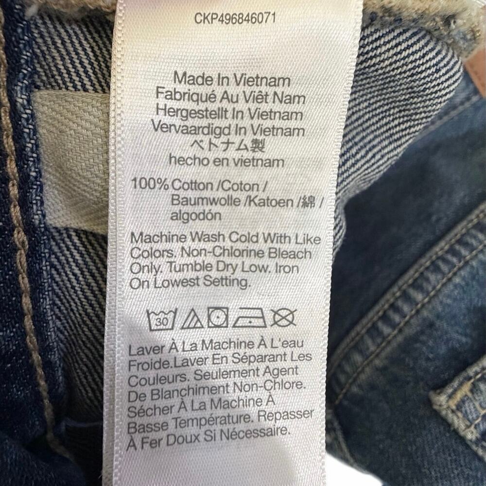 Madewell Low-Slung Baggy Crop Blue Jeans Raw Hem Button Fly Wide Leg Y2K Size 34 - Picture 14 of 16